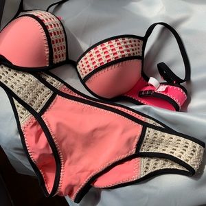 Victoria’s Secret Crochet Peach Padded Bikini Set